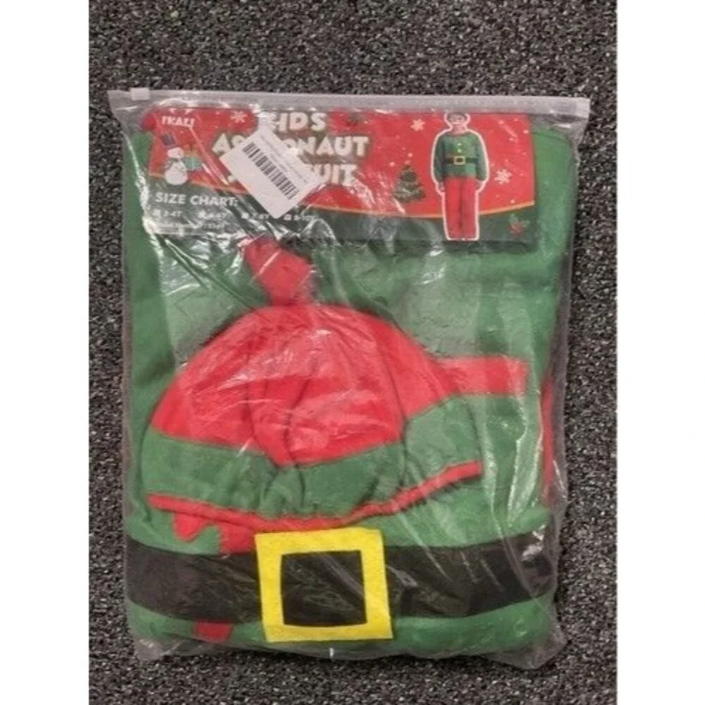 NWT Ikali Christmas Santa Elf Set Halloween Costume W.Hat‎ Unisex Kids Size 8-10